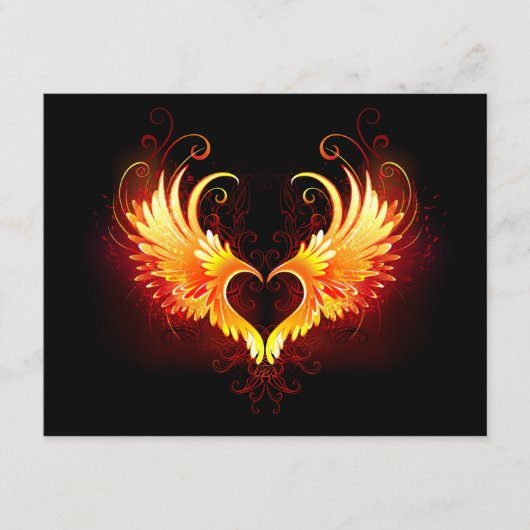 Angel Fire Heart met Wings Advieskaart (Voorkant)