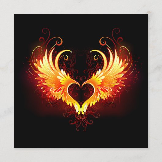 Angel Fire Heart met Wings Advieskaart (Voorkant)