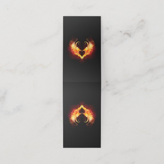 Angel Fire Heart met Wings Afsprakenkaart (Buitenkant ongevouwen)