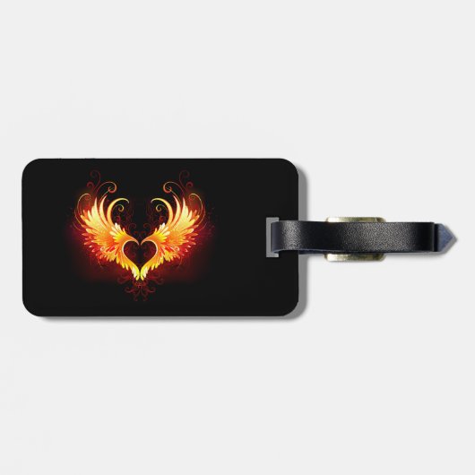 Angel Fire Heart met Wings Bagagelabel (Achterkant horizontaal)
