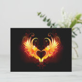 Angel Fire Heart met Wings Bedankkaart (Staand voorkant)