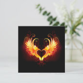 Angel Fire Heart met Wings Bedankkaart (Staand voorkant)