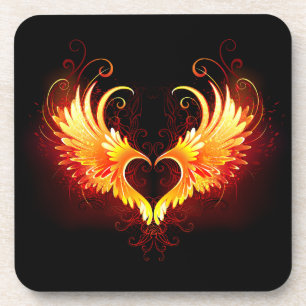 Angel Fire Heart met Wings Bier Onderzetter