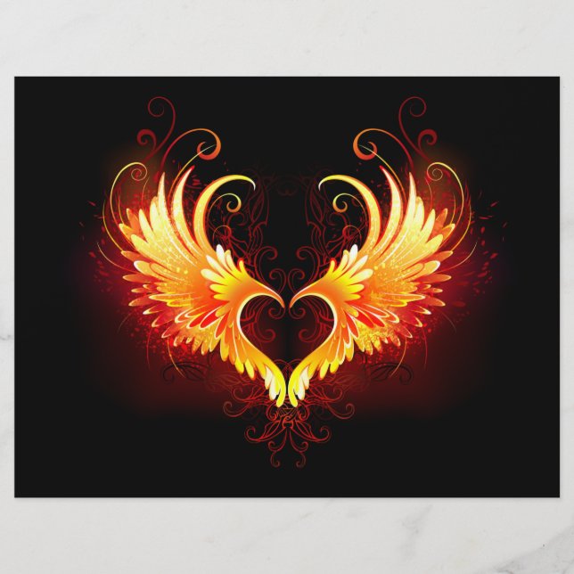 Angel Fire Heart met Wings Briefhoofd (Voorkant)