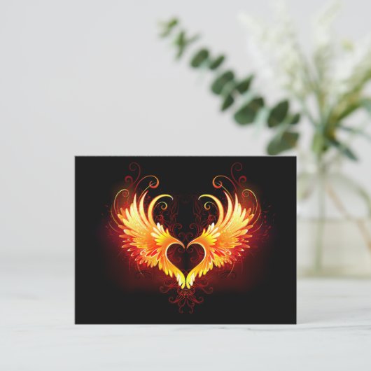Angel Fire Heart met Wings Briefkaart (Staand voorkant)