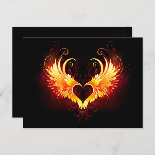 Angel Fire Heart met Wings Briefkaart (Voorkant / Achterkant)