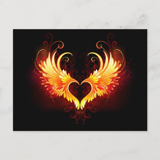 Angel Fire Heart met Wings Briefkaart (Voorkant)