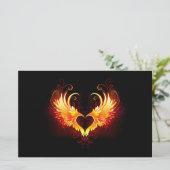 Angel Fire Heart met Wings Briefpapier (Staand voorkant)