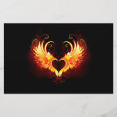 Angel Fire Heart met Wings Briefpapier (Voorkant)