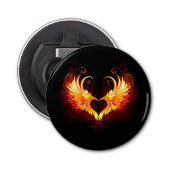 Angel Fire Heart met Wings Button Flesopener (Voorkant)