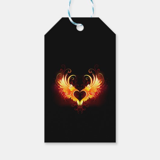 Angel Fire Heart met Wings Cadeaulabel (Voorkant)