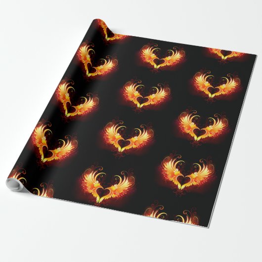Angel Fire Heart met Wings Cadeaupapier (Uitgerold)