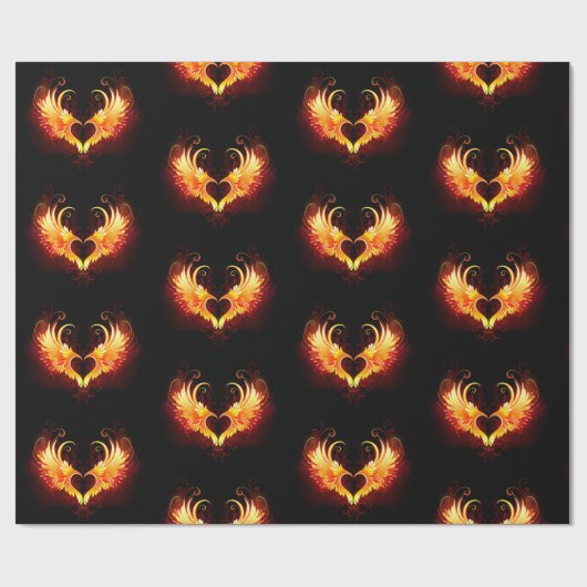 Angel Fire Heart met Wings Cadeaupapier (Vlak)