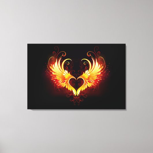 Angel Fire Heart met Wings Canvas Afdruk (Voorkant)