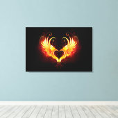 Angel Fire Heart met Wings Canvas Afdruk (Insitu (Houten vloer))