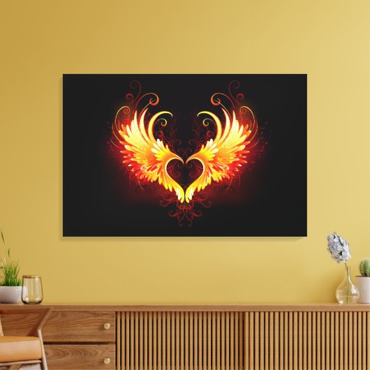 Angel Fire Heart met Wings Canvas Afdruk (Insitu (Woonkamer))