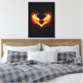 Angel Fire Heart met Wings Canvas Afdruk (Insitu (Slaapkamer))