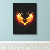 Angel Fire Heart met Wings Canvas Afdruk (Insitu (Houten vloer))