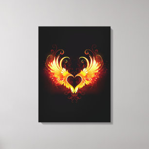 Angel Fire Heart met Wings Canvas Afdruk