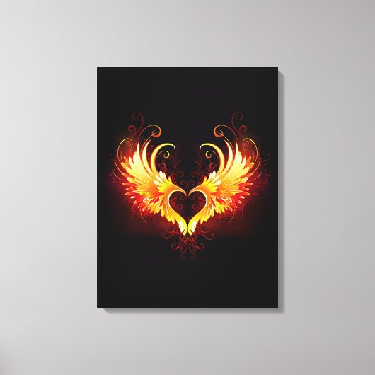 Angel Fire Heart met Wings Canvas Afdruk (Voorkant)