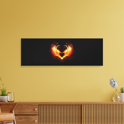 Angel Fire Heart met Wings Canvas Afdruk (Insitu (Woonkamer))