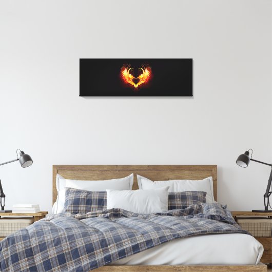 Angel Fire Heart met Wings Canvas Afdruk (Insitu (Slaapkamer))