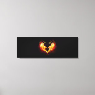 Angel Fire Heart met Wings Canvas Afdruk