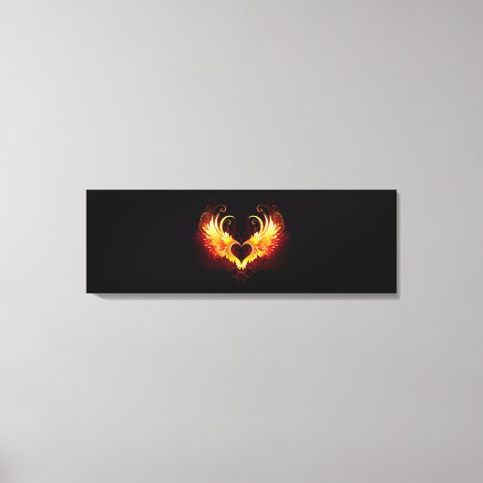 Angel Fire Heart met Wings Canvas Afdruk (Voorkant)
