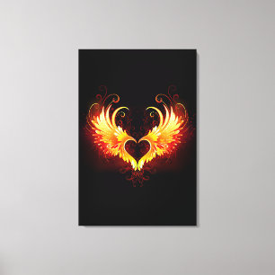 Angel Fire Heart met Wings Canvas Afdruk
