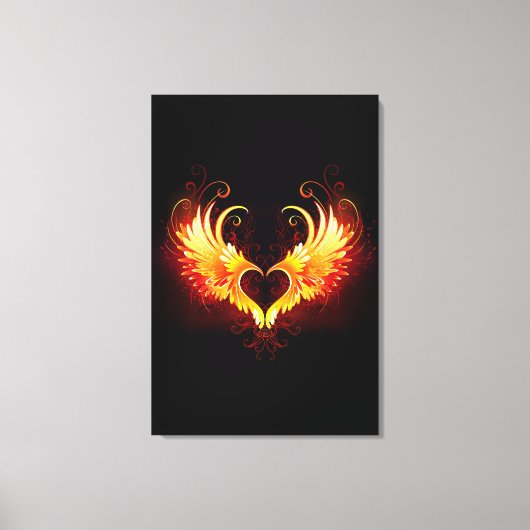Angel Fire Heart met Wings Canvas Afdruk (Voorkant)