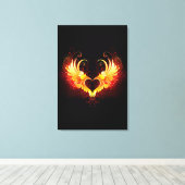 Angel Fire Heart met Wings Canvas Afdruk (Insitu (Houten vloer))