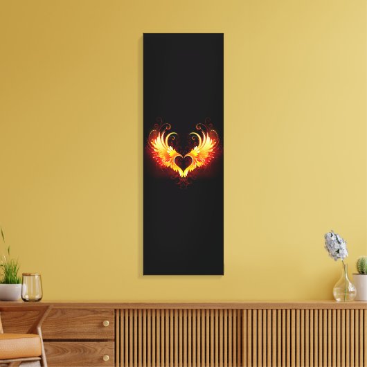 Angel Fire Heart met Wings Canvas Afdruk (Insitu (Woonkamer))