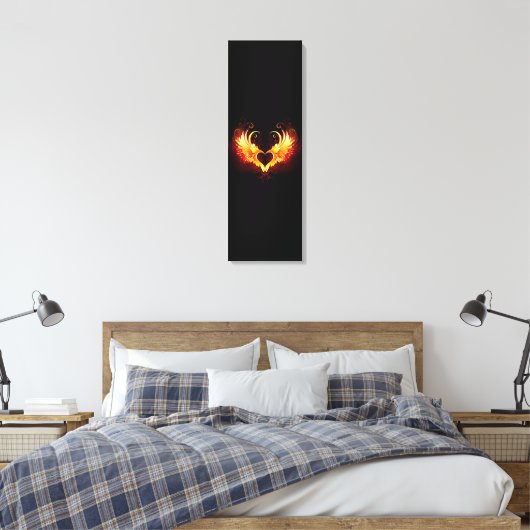 Angel Fire Heart met Wings Canvas Afdruk (Insitu (Slaapkamer))