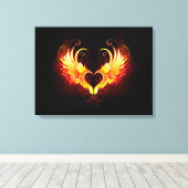Angel Fire Heart met Wings Canvas Afdruk (Insitu (Houten vloer))