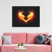 Angel Fire Heart met Wings Canvas Afdruk (Insitu (Woonkamer))