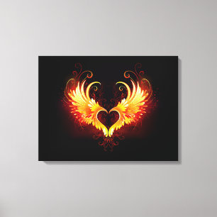 Angel Fire Heart met Wings Canvas Afdruk