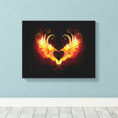 Angel Fire Heart met Wings Canvas Afdruk (Insitu (Houten vloer))