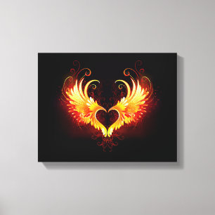 Angel Fire Heart met Wings Canvas Afdruk