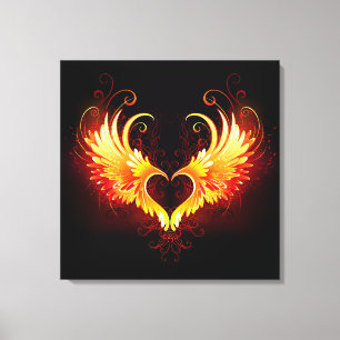Angel Fire Heart met Wings Canvas Afdruk