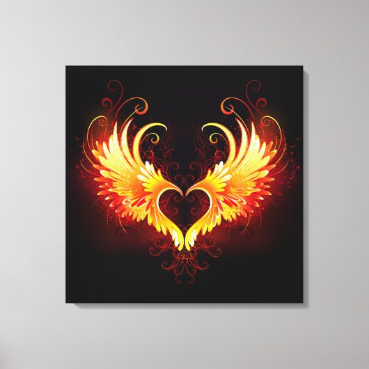 Angel Fire Heart met Wings Canvas Afdruk (Voorkant)