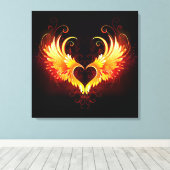 Angel Fire Heart met Wings Canvas Afdruk (Insitu (Houten vloer))