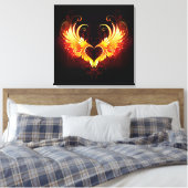 Angel Fire Heart met Wings Canvas Afdruk (Insitu (Slaapkamer))