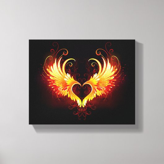 Angel Fire Heart met Wings Canvas Afdruk (Voorkant)