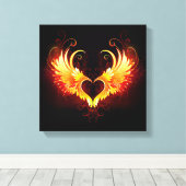Angel Fire Heart met Wings Canvas Afdruk (Insitu (Houten vloer))