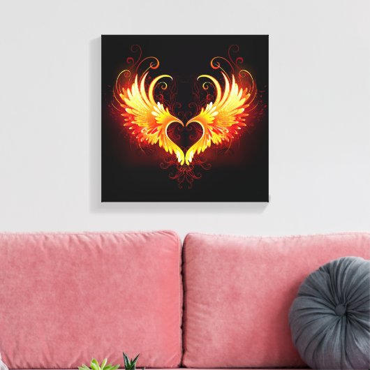 Angel Fire Heart met Wings Canvas Afdruk (Insitu (Woonkamer))