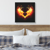 Angel Fire Heart met Wings Canvas Afdruk (Insitu (Slaapkamer))