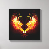Angel Fire Heart met Wings Canvas Afdruk (Voorkant)