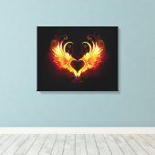 Angel Fire Heart met Wings Canvas Afdruk (Insitu (Houten vloer))