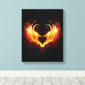 Angel Fire Heart met Wings Canvas Afdruk (Insitu (Houten vloer))