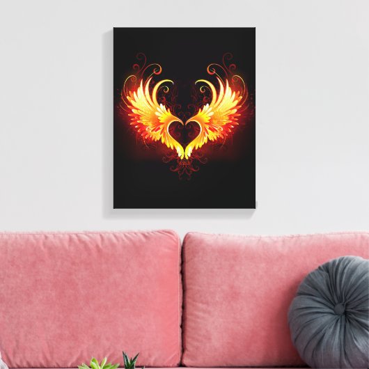Angel Fire Heart met Wings Canvas Afdruk (Insitu (Woonkamer))